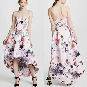 Parker Black Roxanne Strapless High Low Gown Pockets Size 6